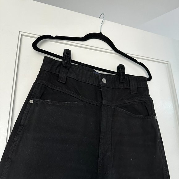 ❌SOLD❌NWT Khaite Preen Denim Pants Curved In-seam Wide-leg Jeans Sz 30 Black - Picture 4 of 11